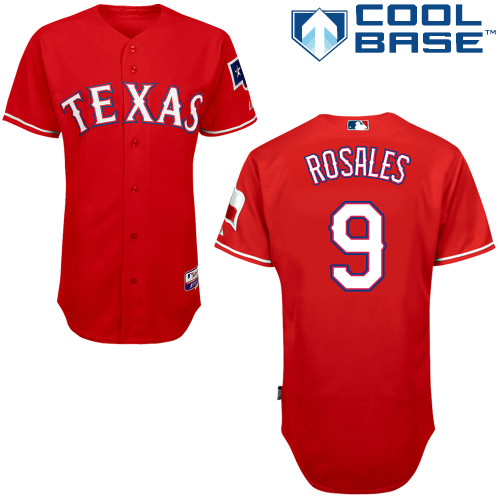 Adam Rosales #9 MLB Jersey-Texas Rangers Men's Authentic 2014 Alternate 1 Red Cool Base Baseball Jersey